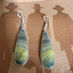 Larsonite Jasper Dangles 
.925 Sterling Silver